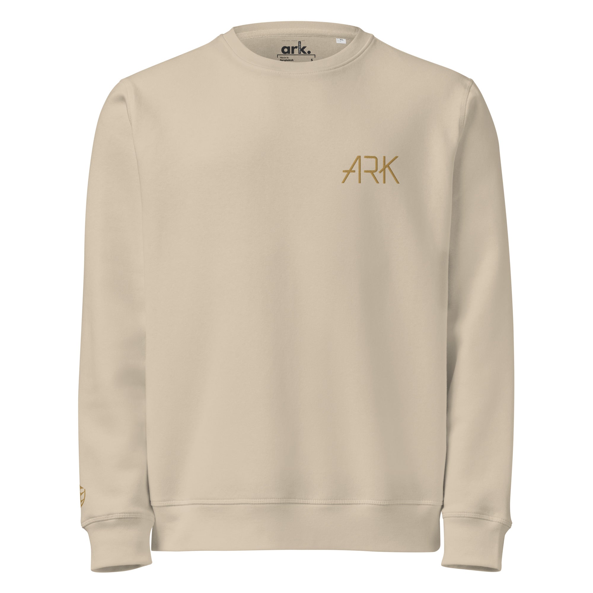 Men Crew Neck Sweatshirt with ARK Front Embroidery Long Sleeve