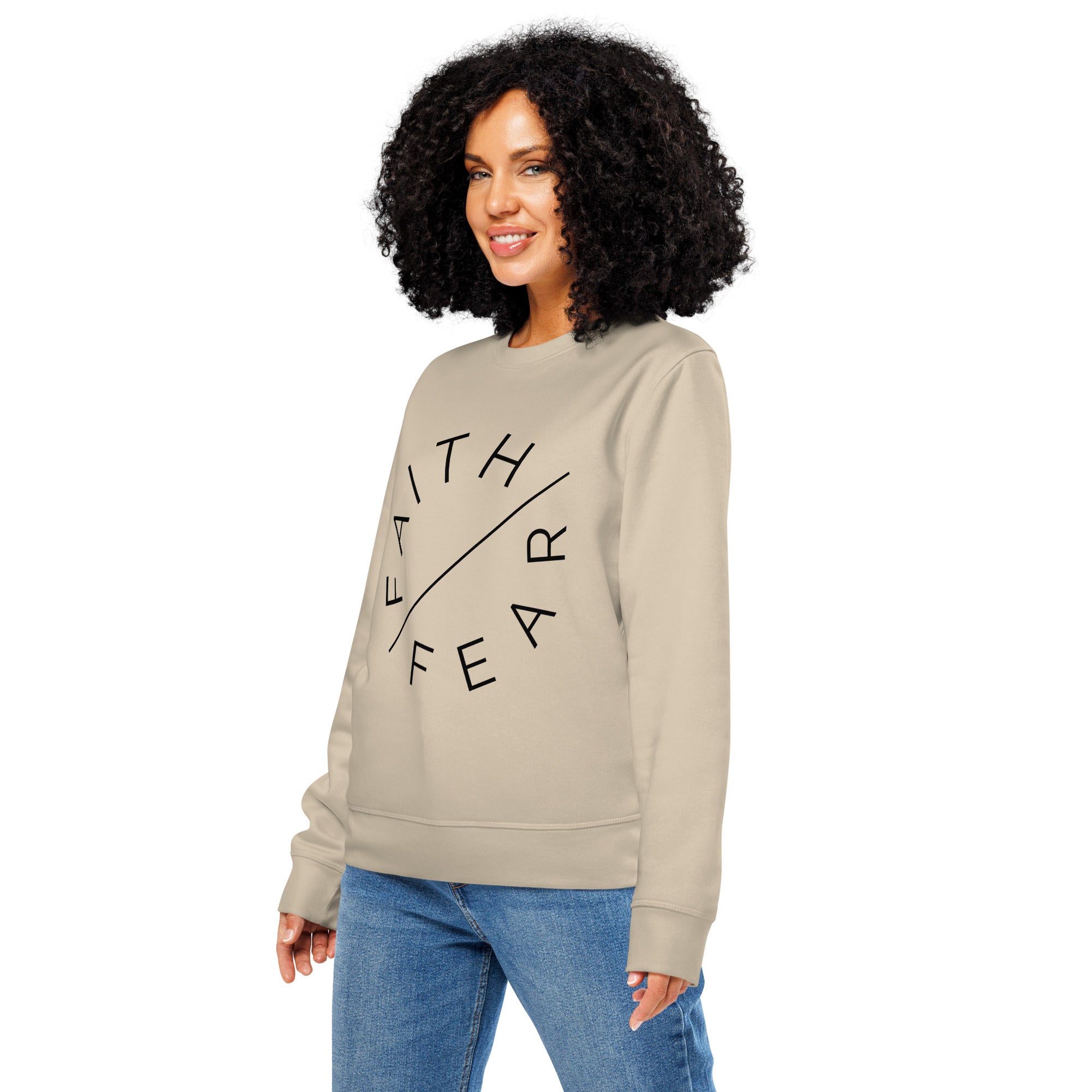 Faith Over Fear Organic Sweatshirt | 3 Crosses Wrist Embroidery
