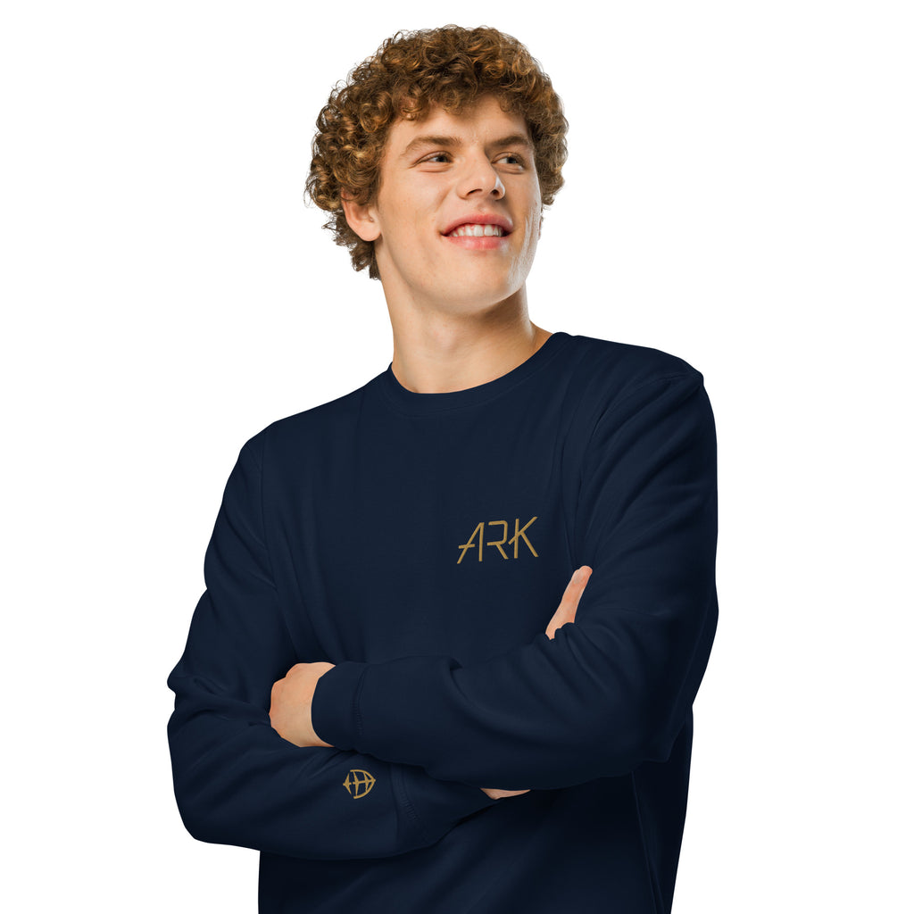 Men Crew Neck Sweatshirt with ARK Front Embroidery Long Sleeve
