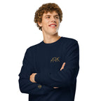 Men Crew Neck Sweatshirt with ARK Front Embroidery Long Sleeve