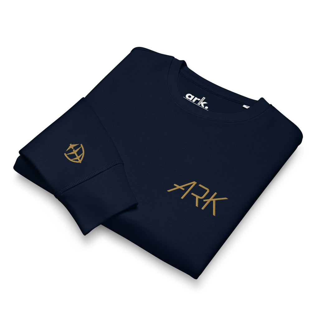 Men Crew Neck Sweatshirt with ARK Front Embroidery Long Sleeve