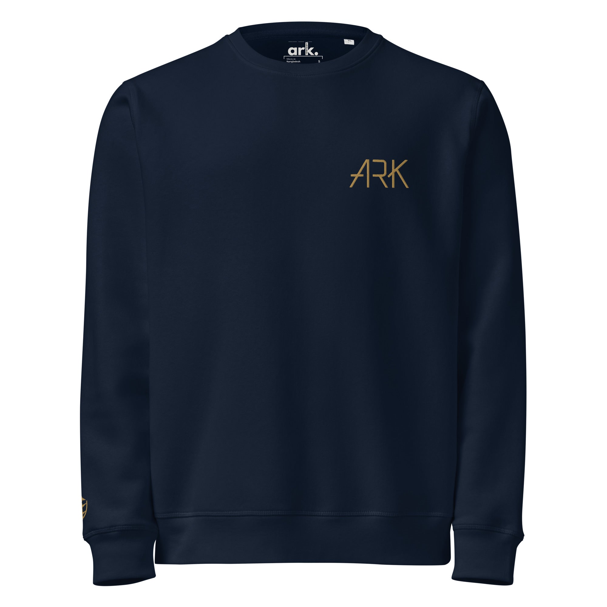 Men Crew Neck Sweatshirt with ARK Front Embroidery Long Sleeve