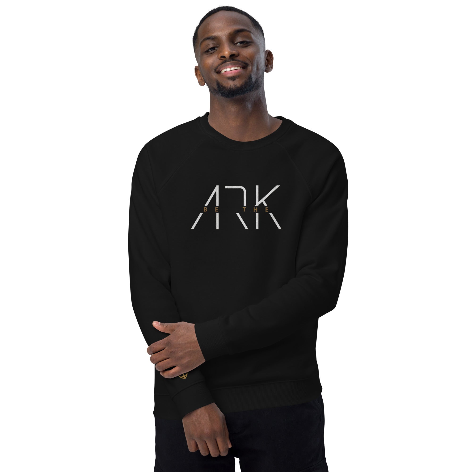 Men's Organic Raglan Sweatshirt - Be The Ark Embroidery - Various Colors Christian Faith Sweater