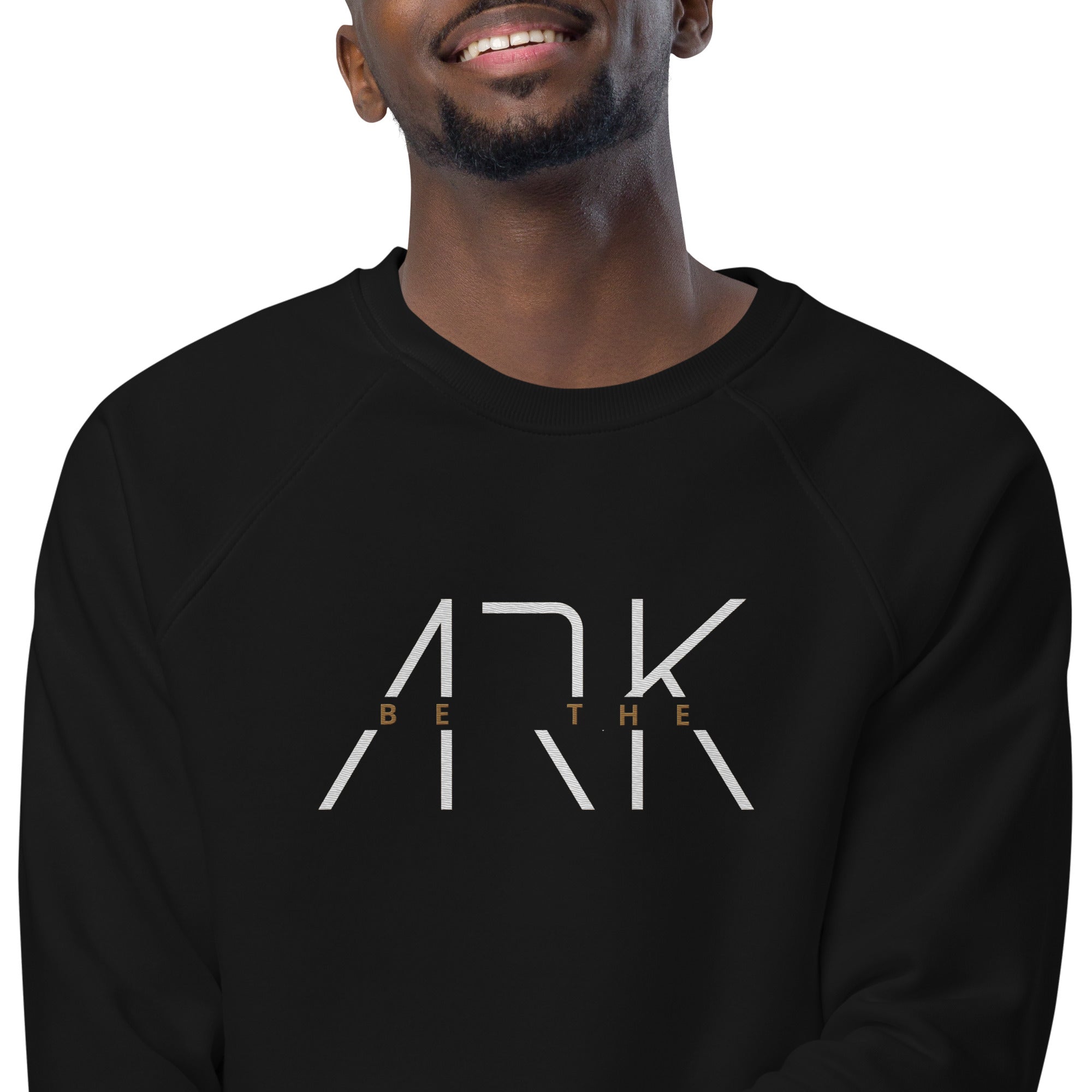 Men's Organic Raglan Sweatshirt - Be The Ark Embroidery - Various Colors Christian Faith Sweater