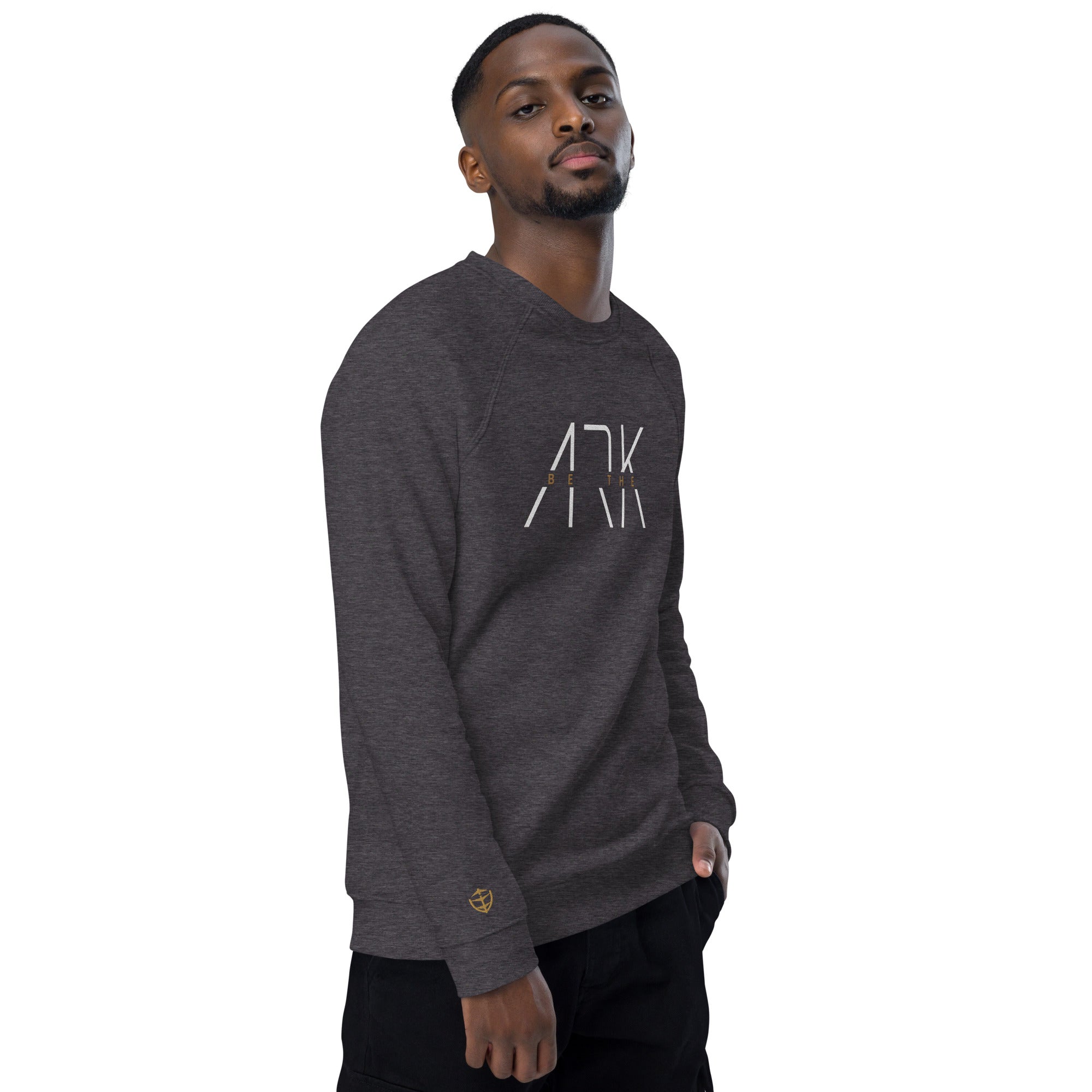 Men's Organic Raglan Sweatshirt - Be The Ark Embroidery - Various Colors Christian Faith Sweater