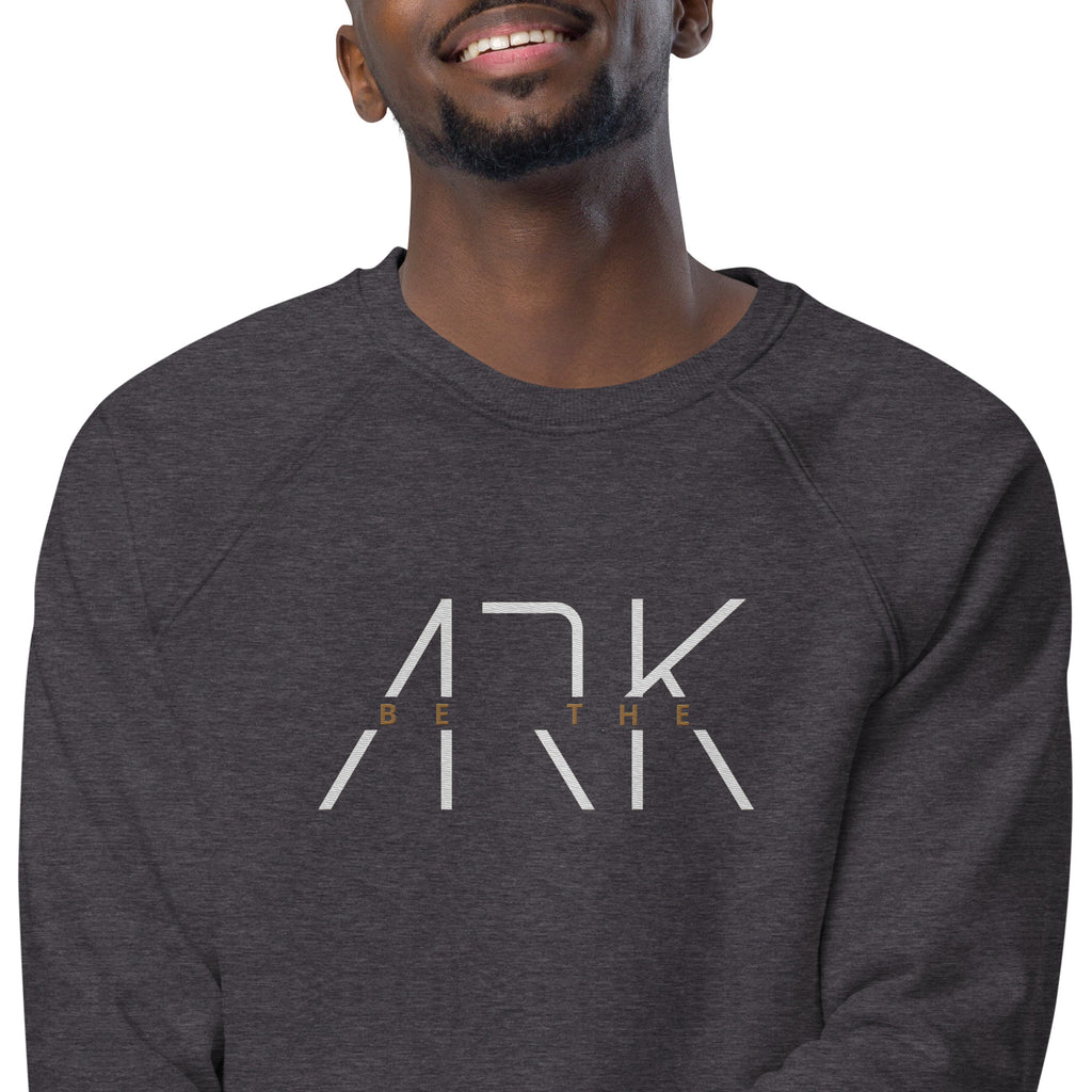 Men's Organic Raglan Sweatshirt - Be The Ark Embroidery - Various Colors Christian Faith Sweater