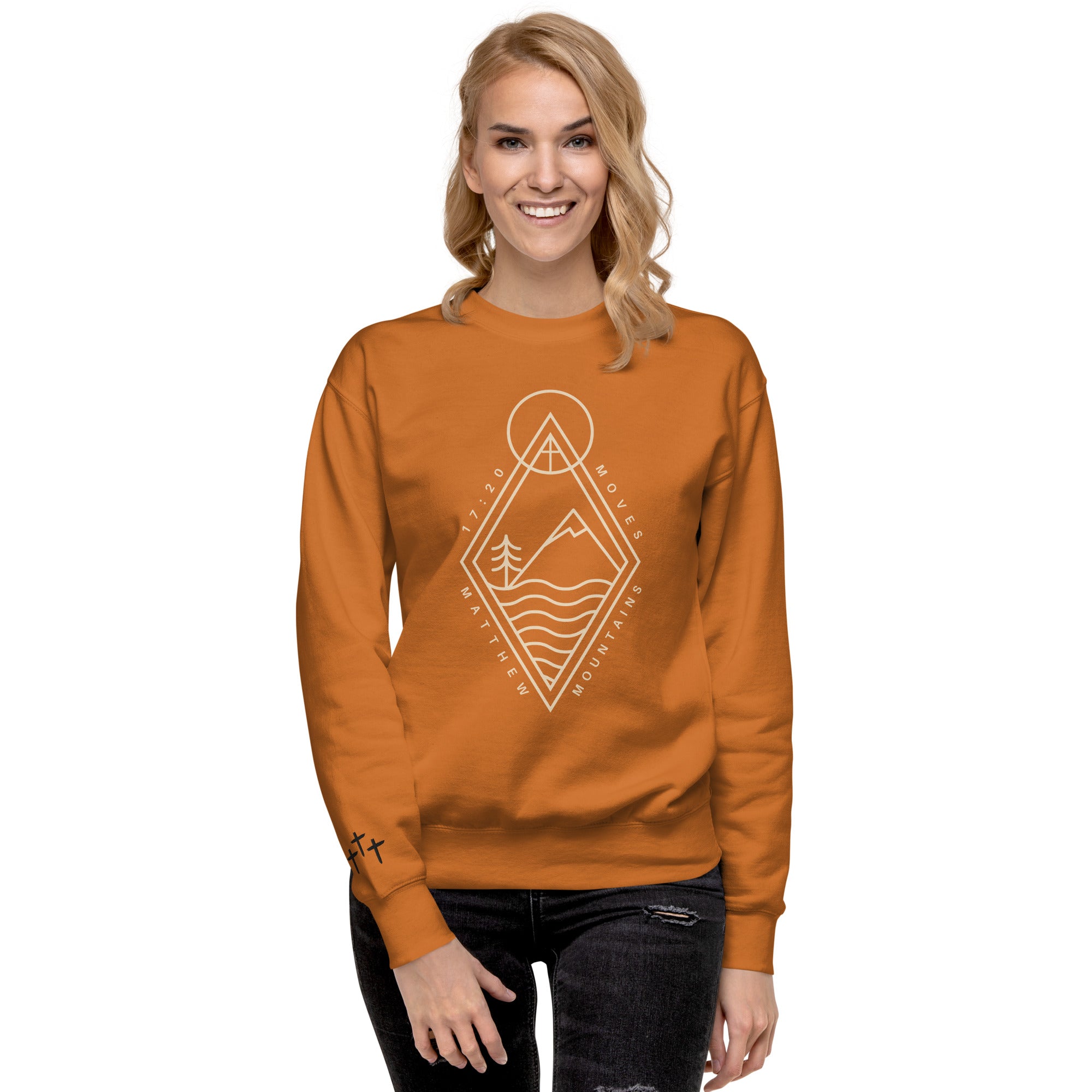 Moves Mountains Crewneck | Matthew 17:20 Christian Sweatshirt