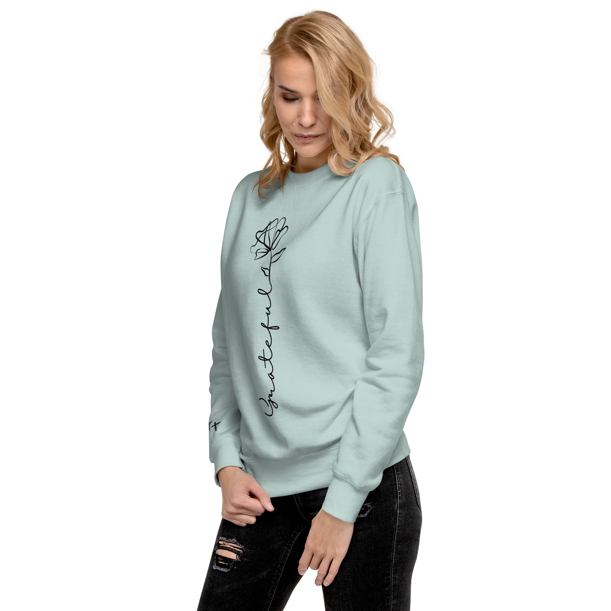 Grateful Rose Premium Crewneck | Women's Christian Sweatshirt