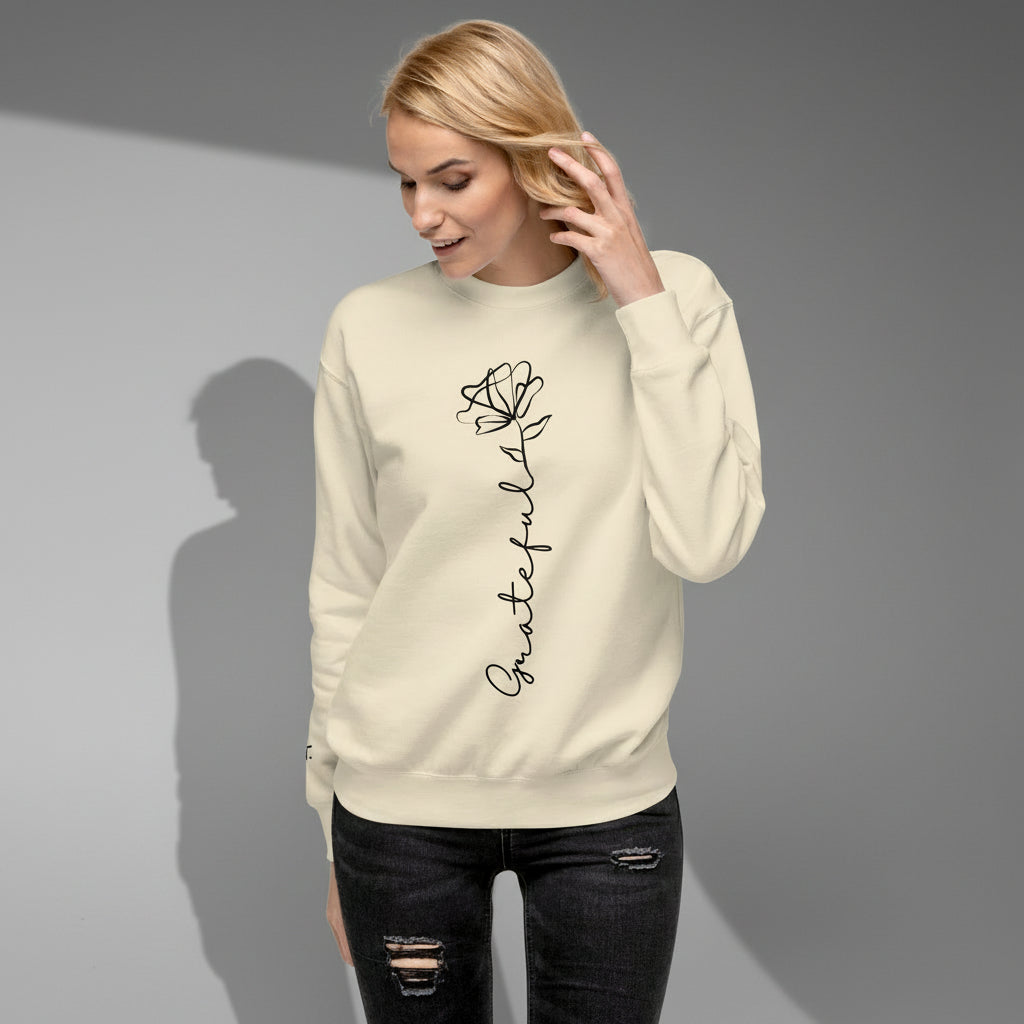 Grateful Rose Premium Crewneck | Women's Christian Sweatshirt