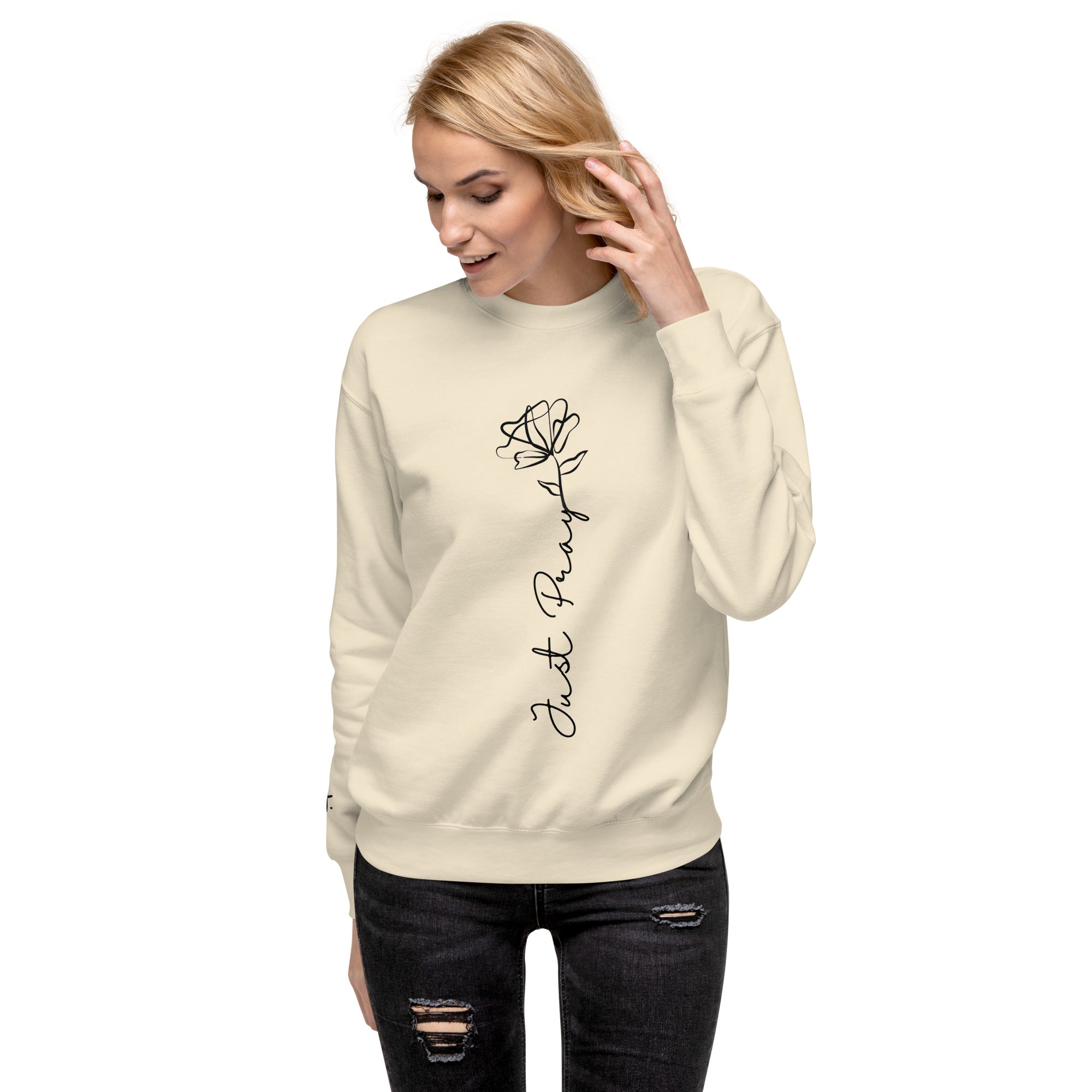 Just Pray Rose Premium Crewneck | Women's Christian Sweatshirt