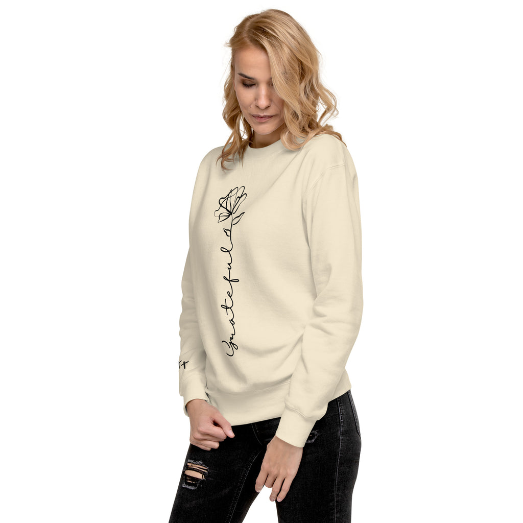 Grateful Rose Premium Crewneck | Women's Christian Sweatshirt