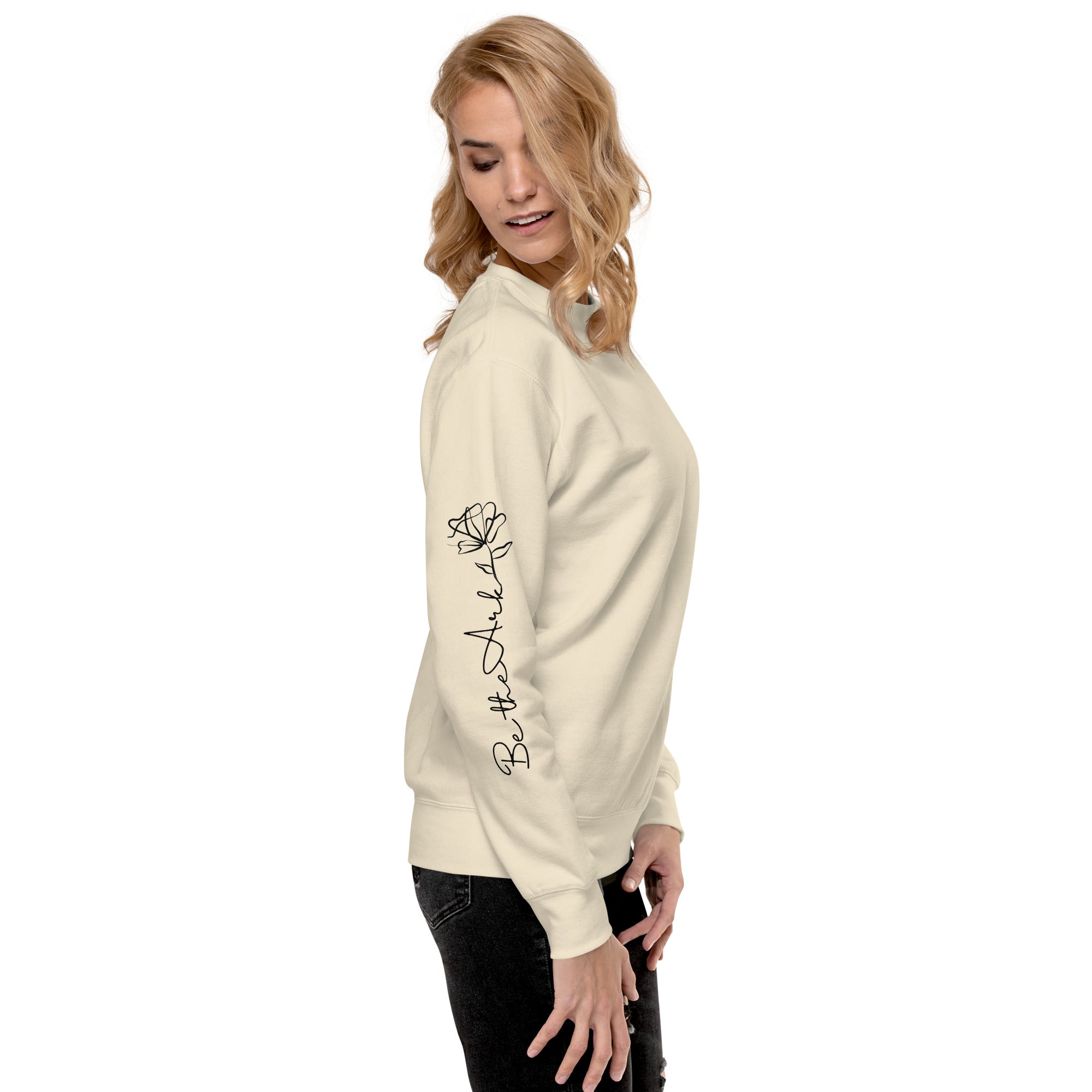 3 Crosses Crewneck with Be The Ark Sleeve Print | Christian Sweatshirt