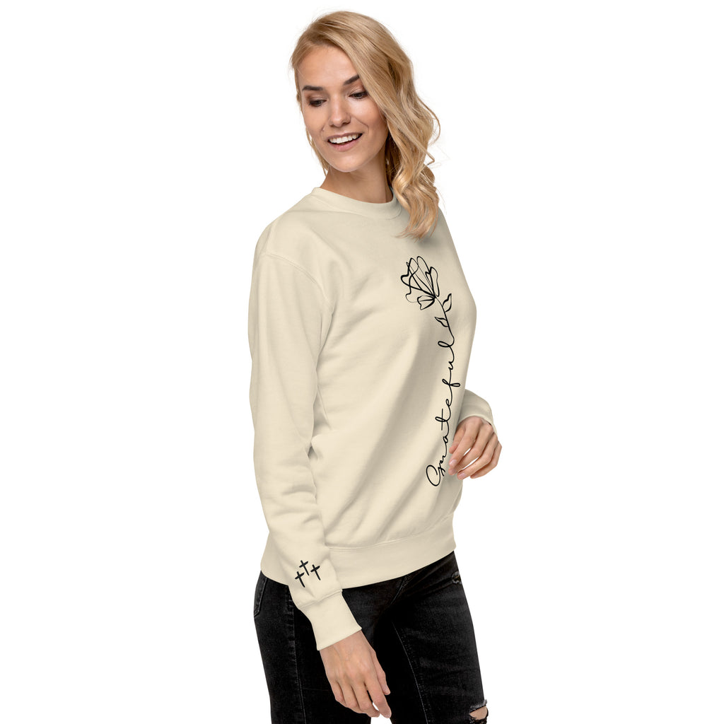 Grateful Rose Premium Crewneck | Women's Christian Sweatshirt