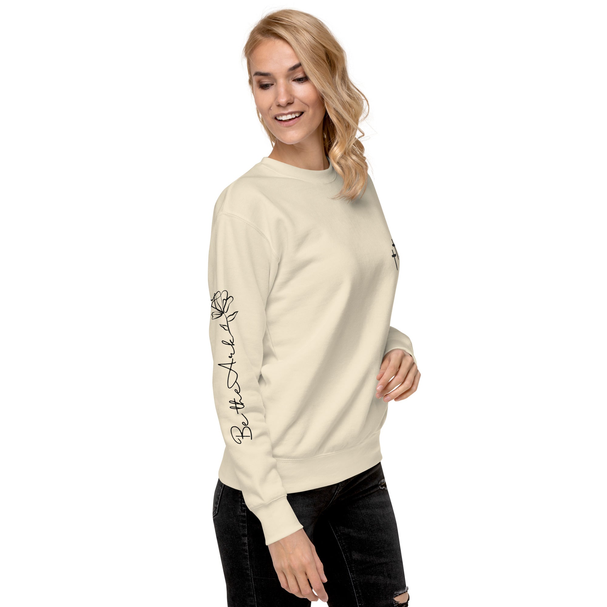 3 Crosses Crewneck with Be The Ark Sleeve Print | Christian Sweatshirt