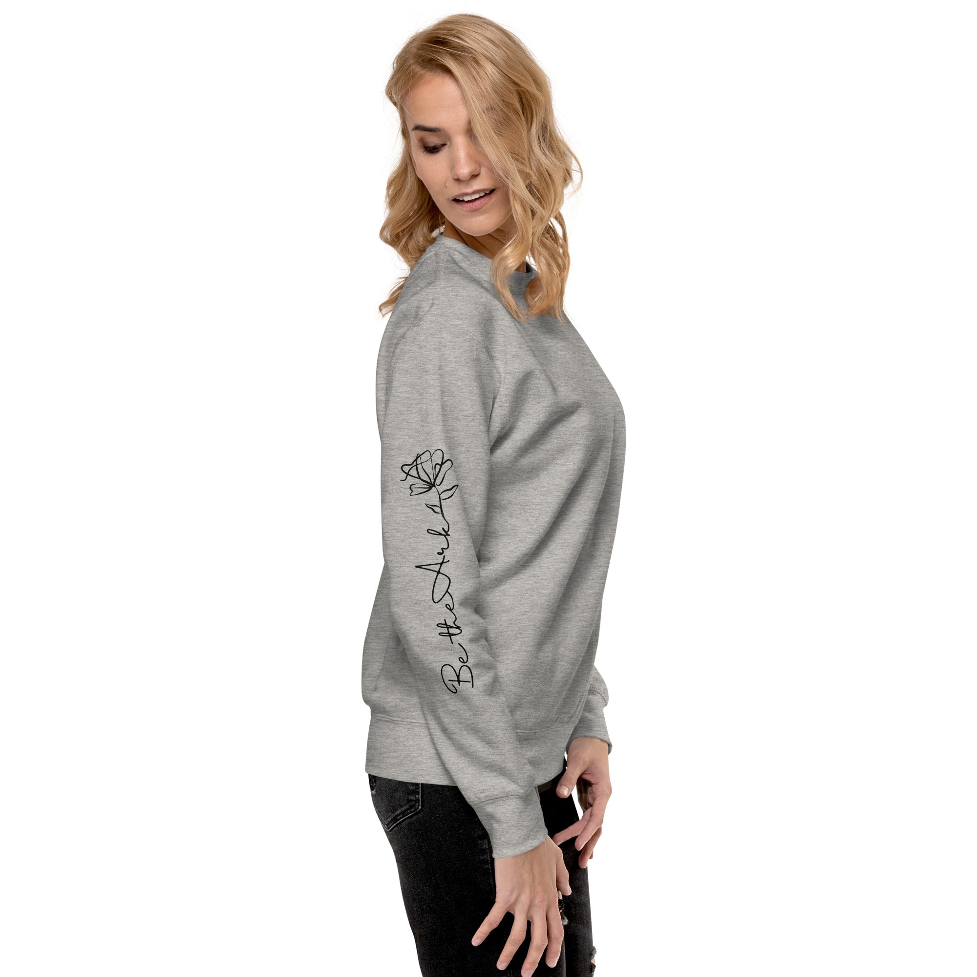 3 Crosses Crewneck with Be The Ark Sleeve Print | Christian Sweatshirt