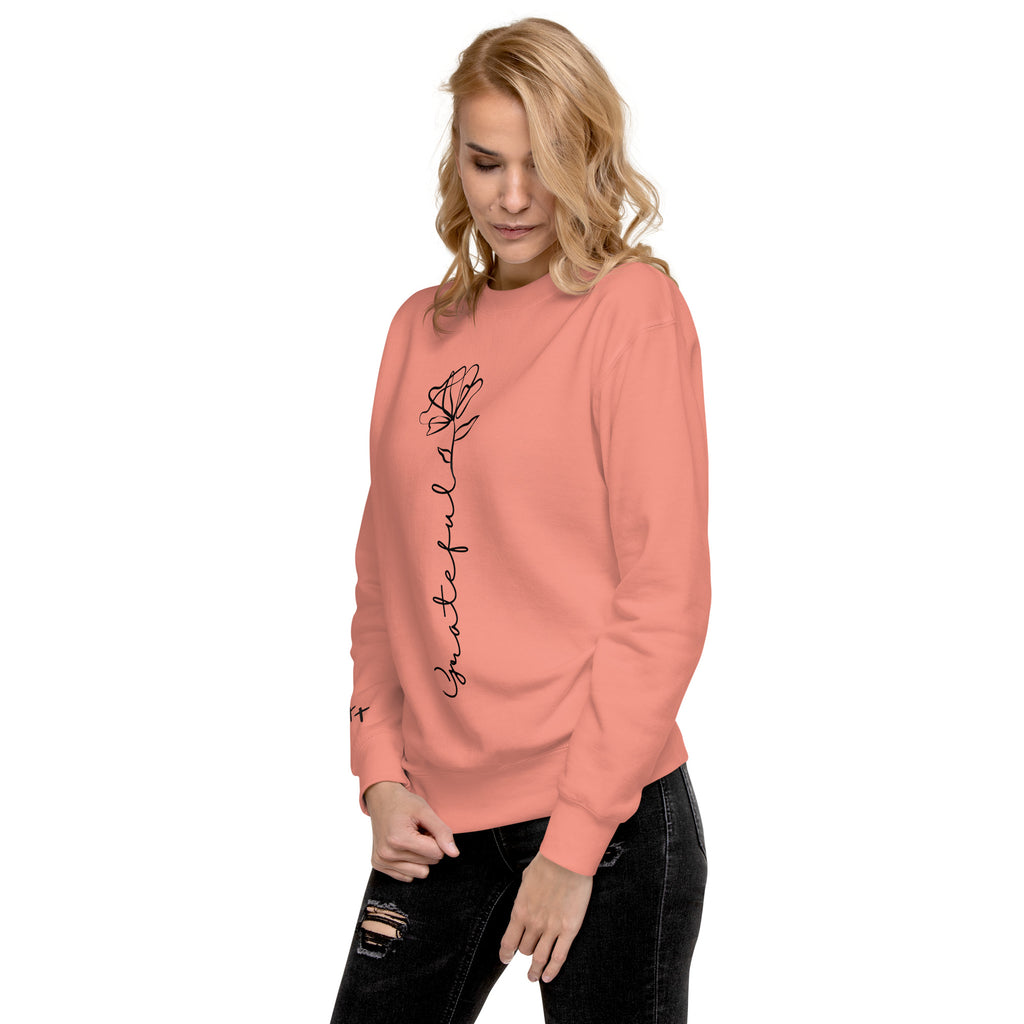 Grateful Rose Premium Crewneck | Women's Christian Sweatshirt