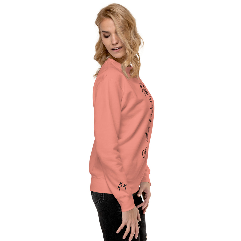 Grateful Rose Premium Crewneck | Women's Christian Sweatshirt