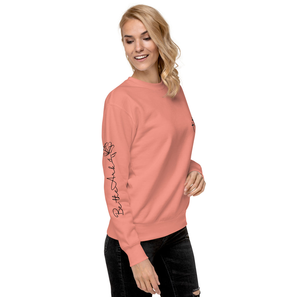 3 Crosses Crewneck with Be The Ark Sleeve Print | Christian Sweatshirt