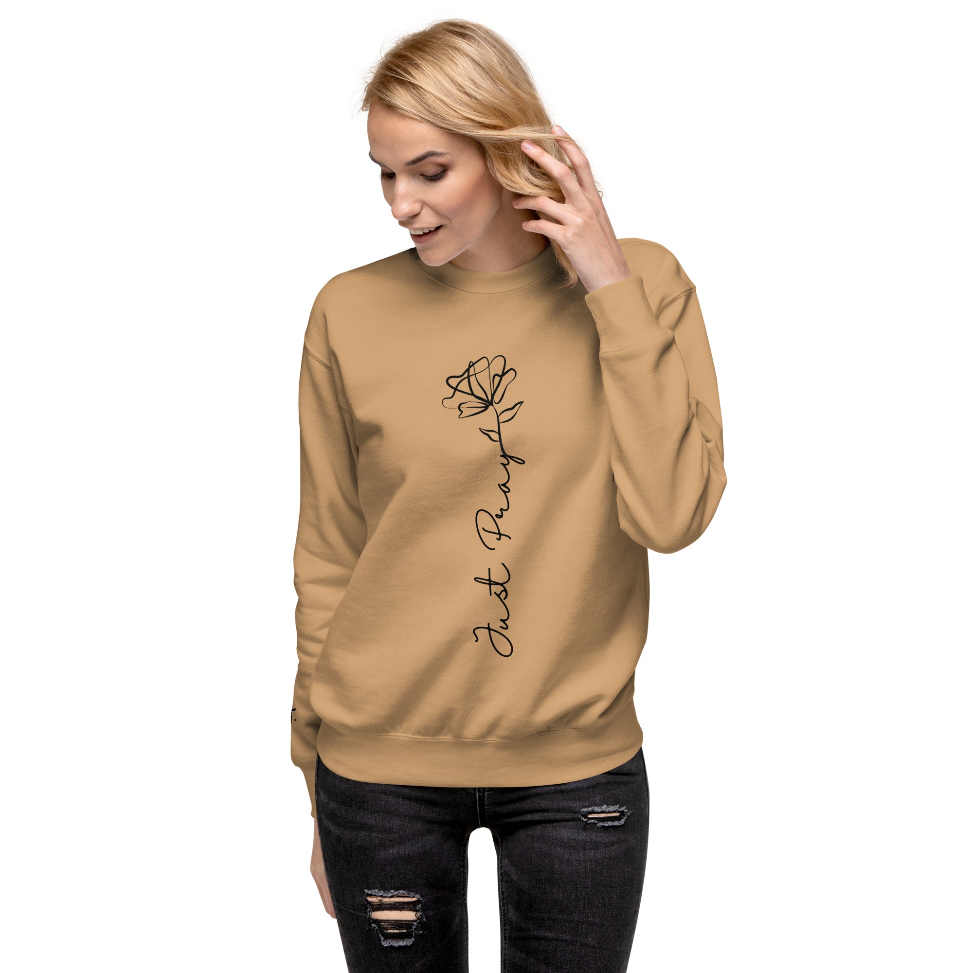 Just Pray Rose Premium Crewneck | Women's Christian Sweatshirt