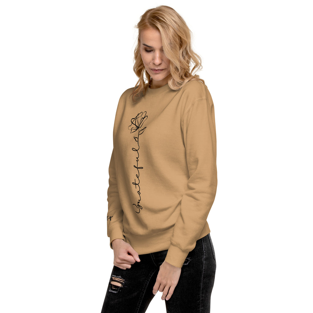 Grateful Rose Premium Crewneck | Women's Christian Sweatshirt