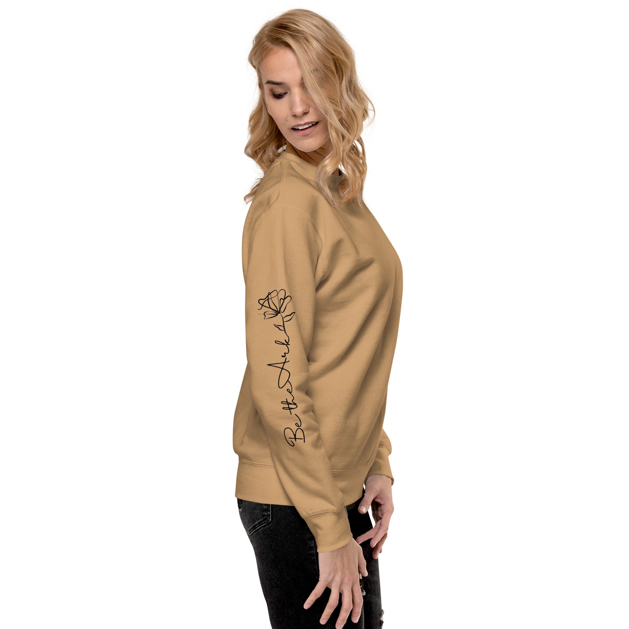 3 Crosses Crewneck with Be The Ark Sleeve Print | Christian Sweatshirt
