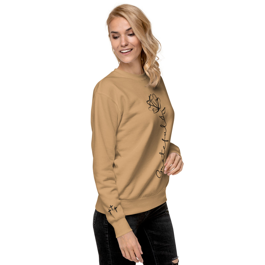 Grateful Rose Premium Crewneck | Women's Christian Sweatshirt