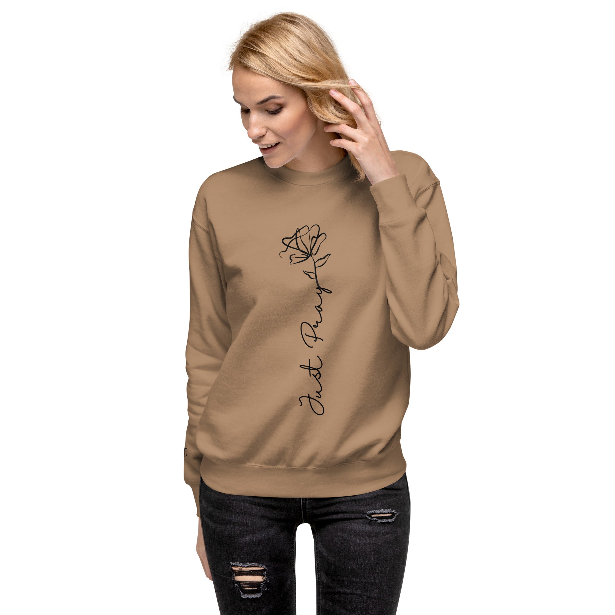 Just Pray Rose Premium Crewneck | Women's Christian Sweatshirt