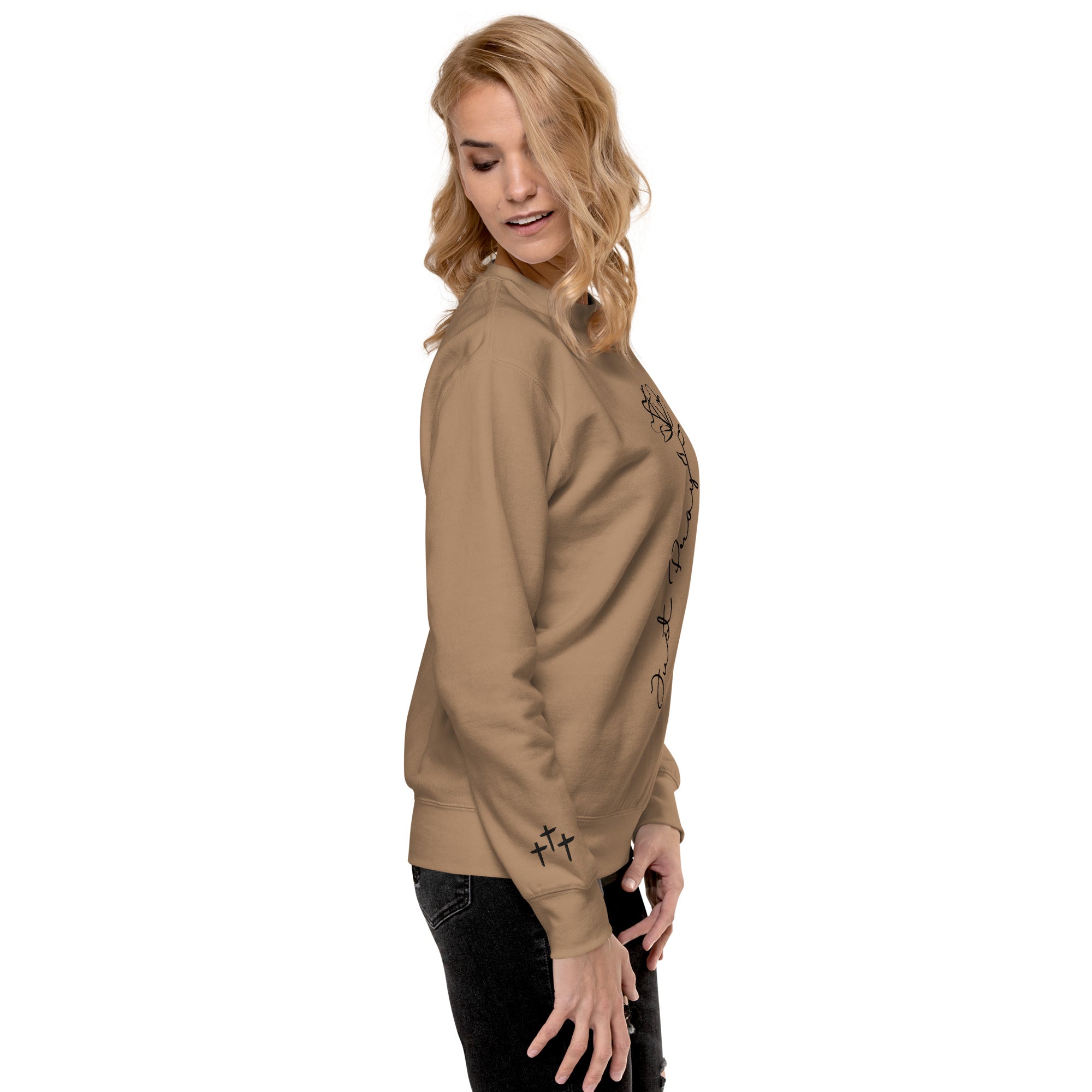 Just Pray Rose Premium Crewneck | Women's Christian Sweatshirt