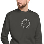 Men's Classic Crewneck Sweatshirt - Pursue and Proclaim Embroidery - Various Colors Christian Faith Sweater