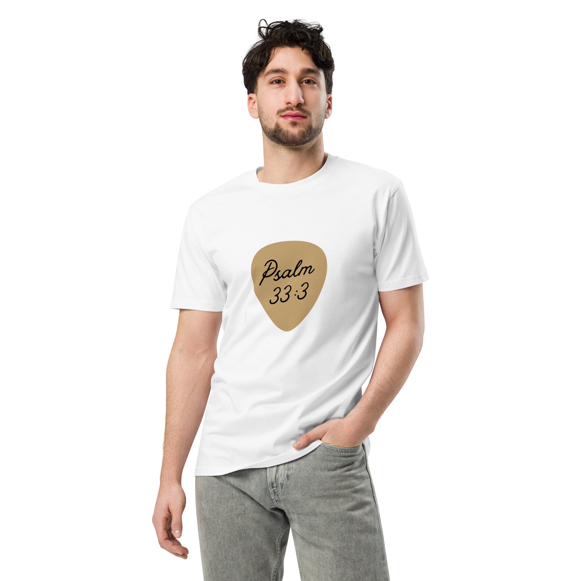 Men's Premium T-Shirt - Psalm 33:3 Print - Multiple Colors Christian Tee