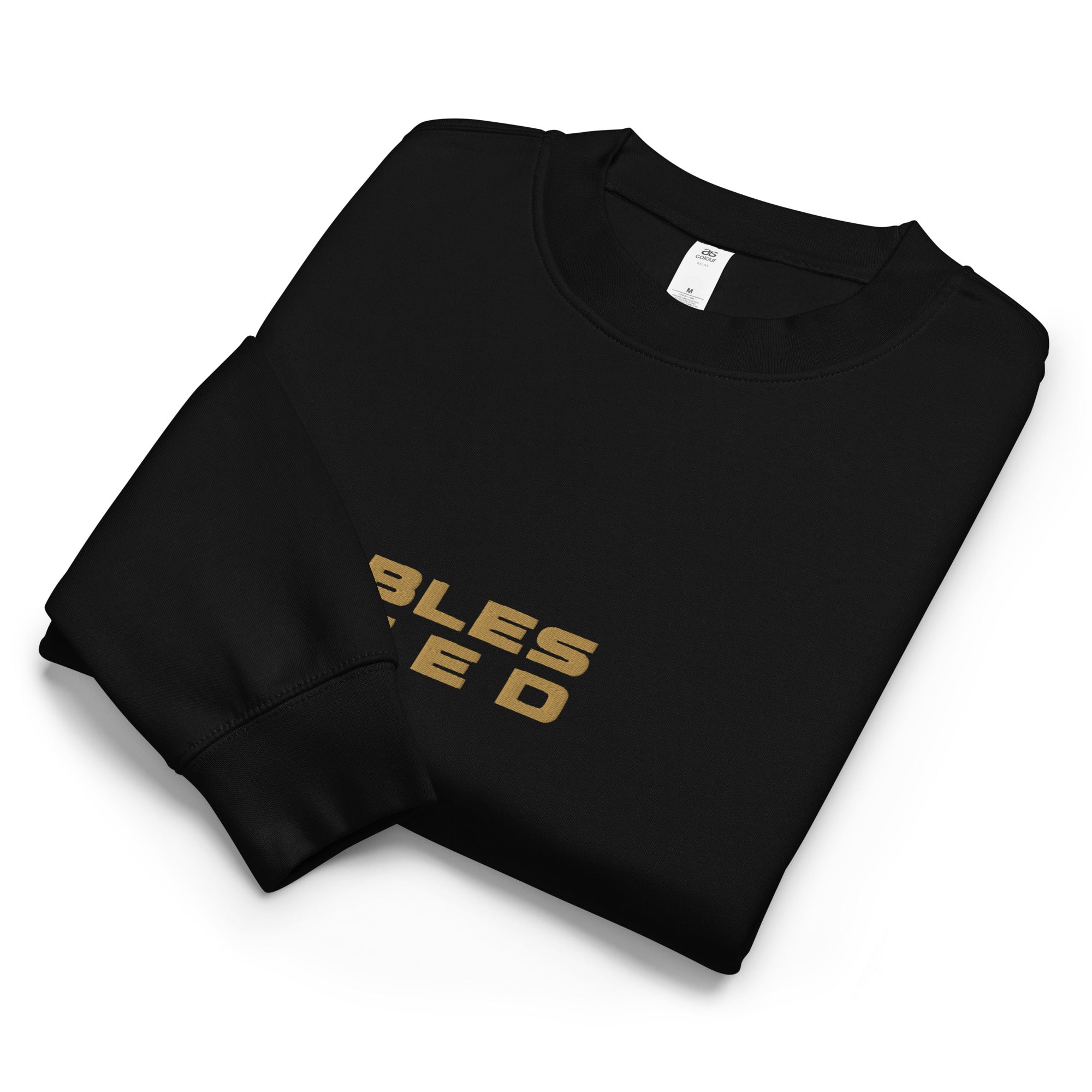 Men's Relaxed Crew Neck Sweatshirt - Blessed Embroidery - Various Colors Christian Faith Sweater