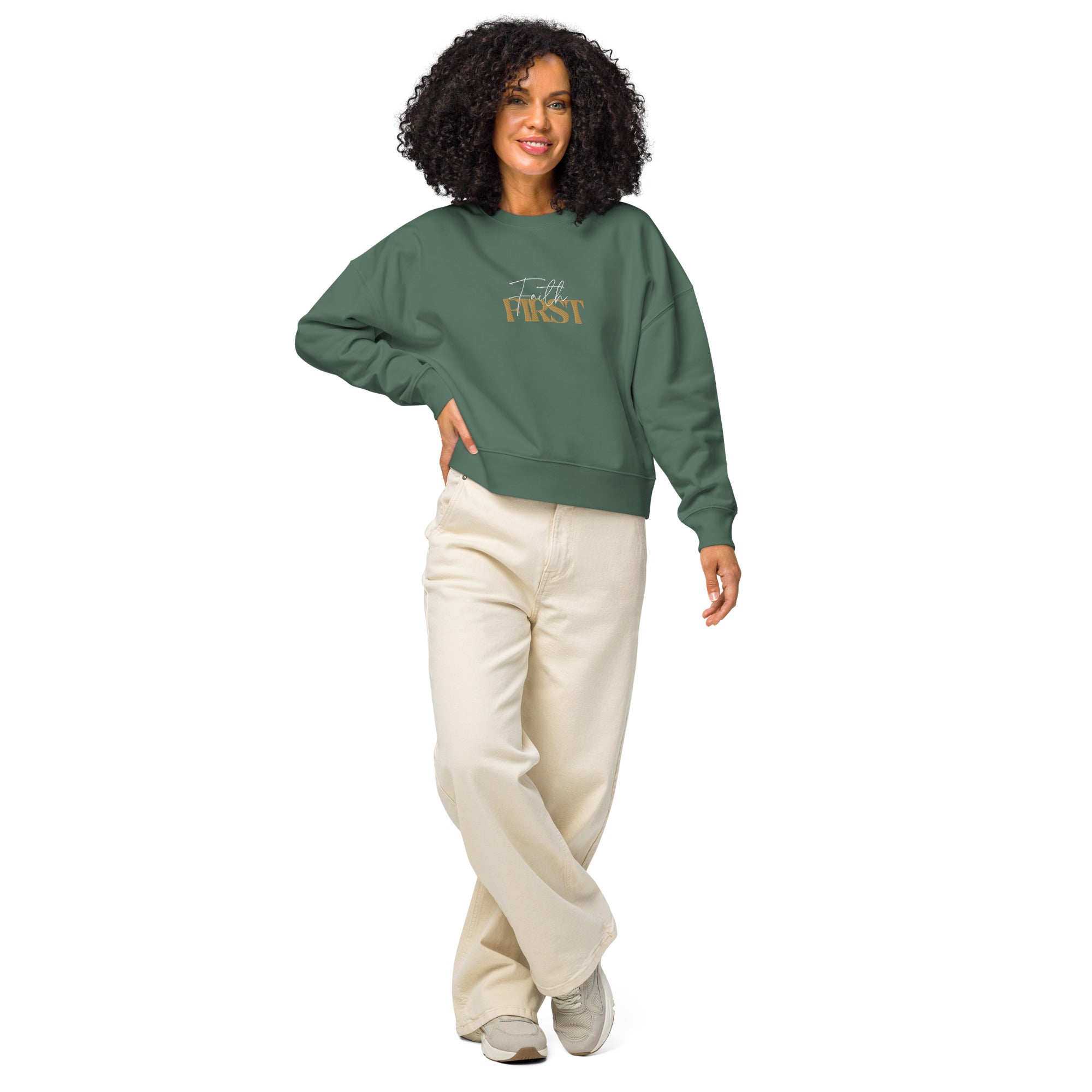 Faith First Organic Embroidered Sweatshirt | Matthew 6:33 Crewneck