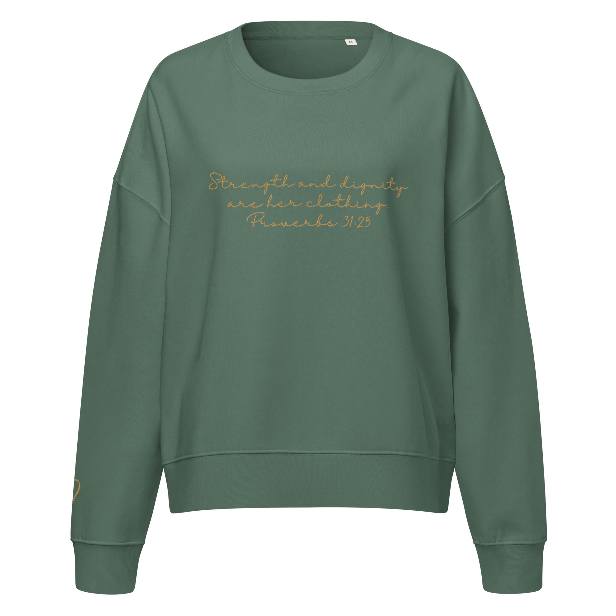Strength & Dignity Organic Embroidered Sweatshirt | Proverbs 31:25 Crew
