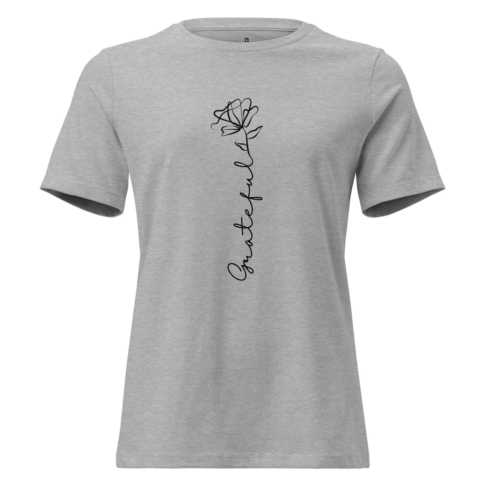 Women's Relaxed Fit T-Shirt - Grateful Print - Various Colors Christian Faith Tee