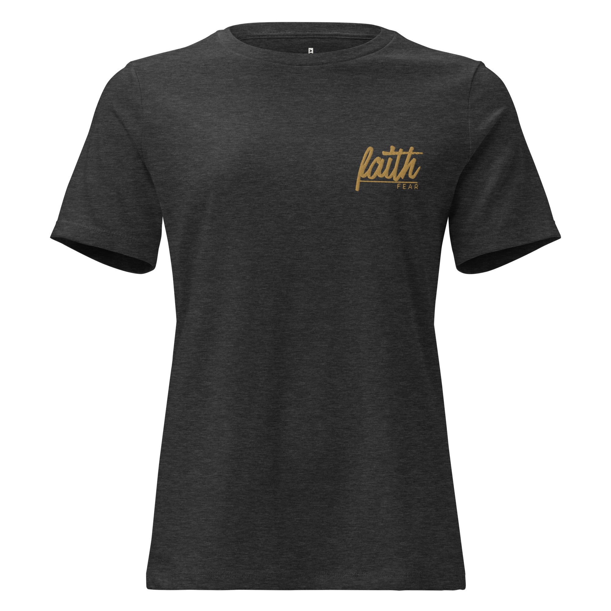 Women's Relaxed Fit T-Shirt - Faith Over Fear Embroidery - Various Colors Christian Faith Tee