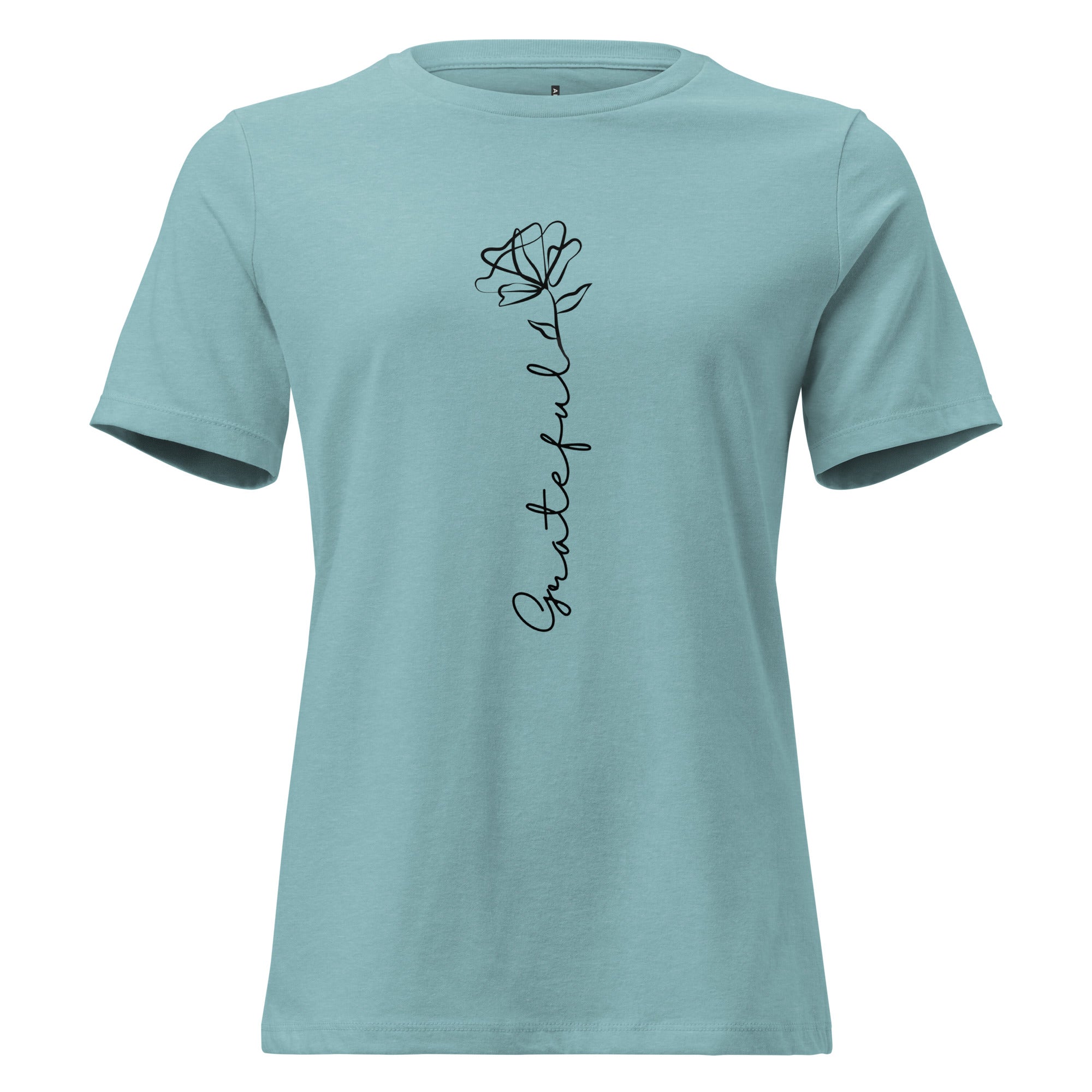 Women's Relaxed Fit T-Shirt - Grateful Print - Various Colors Christian Faith Tee